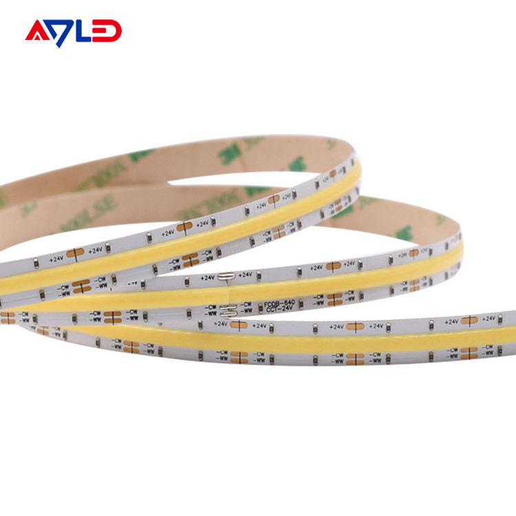 Υψηλής ισχύος διπλό λευκό COB CCT Strip Light 3000K-6500K Χρωματική θερμοκρασία ομοιόμορφο φωτισμό UL Listed Tape Light